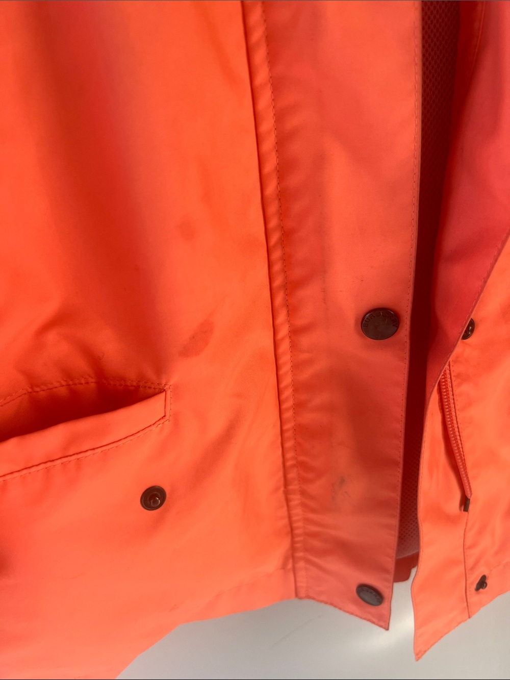 Burberry Bright Orange Hooded Raincoat with Check Lining - Picture 2 of 13